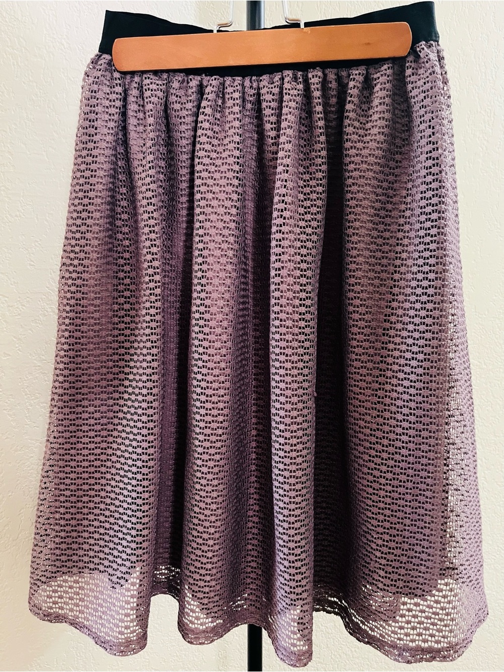 Xhilaration Lavender Crochet Circle Skirt with Black Waistband